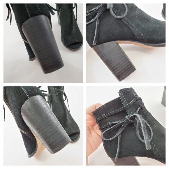 Splendid Rihana Peep Toe Suede Bootie 5.5 Black‎ Ti - Picture 4 of 8
